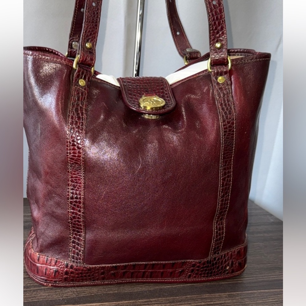 Brahmin vintage Deep Red Leather Tote